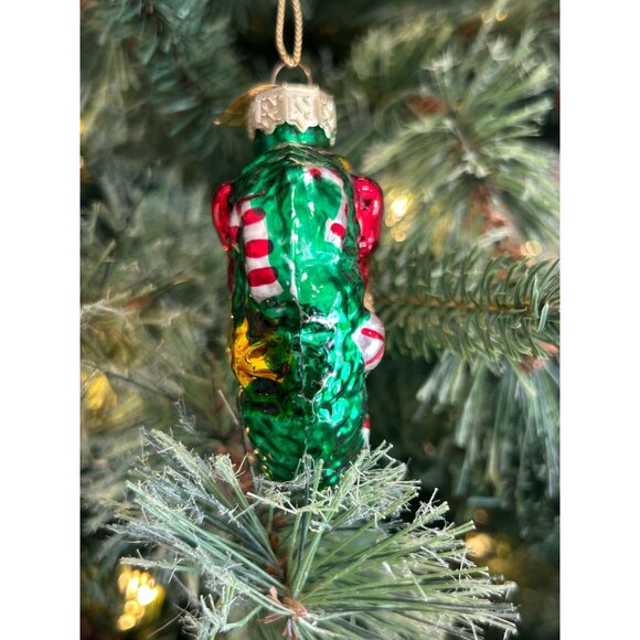 Vintage Thomas Pacconi Hand Blown Glass Wreath Ornament With Bow & Bell Holiday - Picture 4 of 6